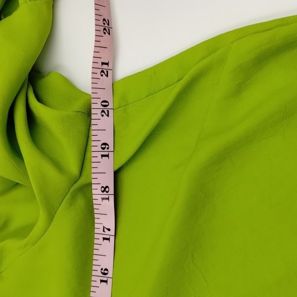 nanette lepore neon green wide arm blouse pleated front size 10 - Picture 6 of 12